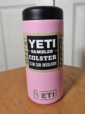 NWT YETI Power Pink Rambler Colster Slim Can Insulator